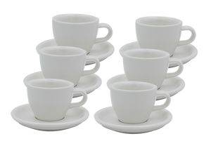 ACME & CO 6 X CUPS & SAUCERS ESPRESSO WEISS