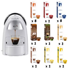 PACK CAFFITALY CAPSULEMASCHINE AMBRA WEISS + 300 CAPSULES IHRER WAHL